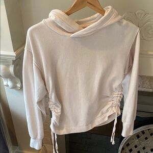 Aerie Cream Hoodie with Drawstring Sides XS extra small